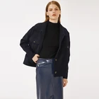 OEM loose casual single breasted navy ladies daily winter wear faux fur cropped coat woman