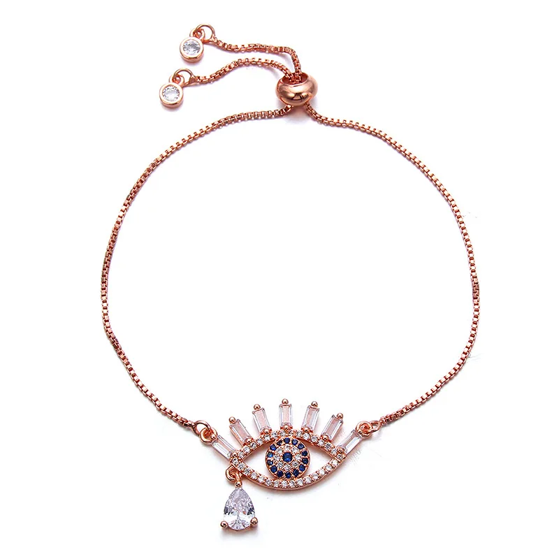 Latest Design Stainless Steel Accessories Adjustable Hollow Zircon Eye Rose Gold Plated Chain Bracelet
Latest Design Stainless Steel Accessories Adjustable Hollow Zircon Eye Rose Gold Plated Chain Bracelet