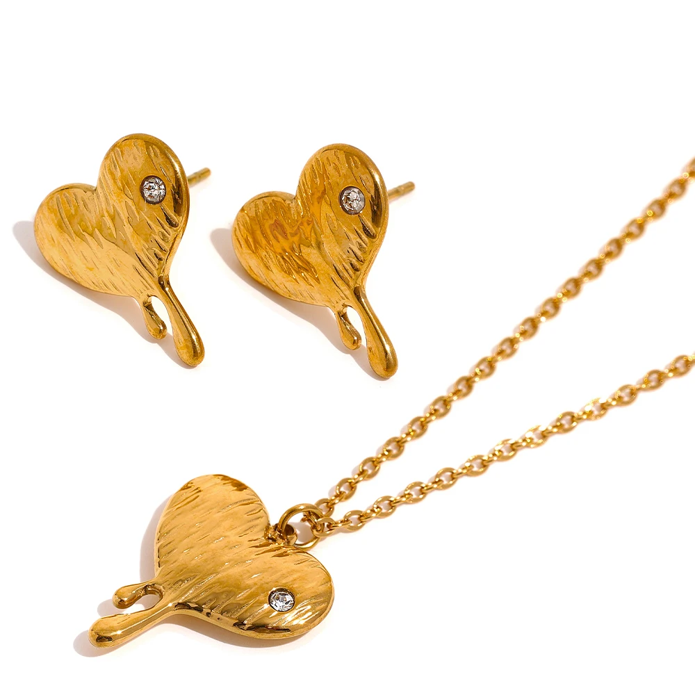 JINYOU 2197 Charm Trend Fashion 18k Gold Plated Jewelry Sets Waterproof Stainless Steel Chic Heart Pendant Necklace Earrings
JINYOU 2197 Charm Trend Fashion 18k Gold Plated Jewelry Sets Waterproof Stainless Steel Chic Heart Pendant Necklace Earrings