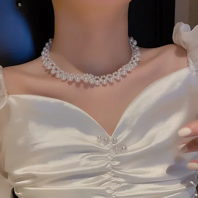 New korean classic white pearl necklace stainless steel beaded necklace women's necklace wholesale, Customized color
New korean classic white pearl necklace stainless steel beaded necklace women's necklace wholesale, Customized color