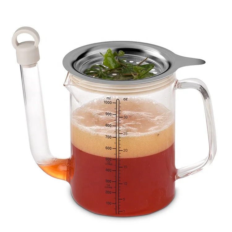 Food safe borosilicate glass fat separator/ oil separator with stainless steel lid/glass cooking strainer, Transparnt
Food safe borosilicate glass fat separator/ oil separator with stainless steel lid/glass cooking strainer, Transparnt