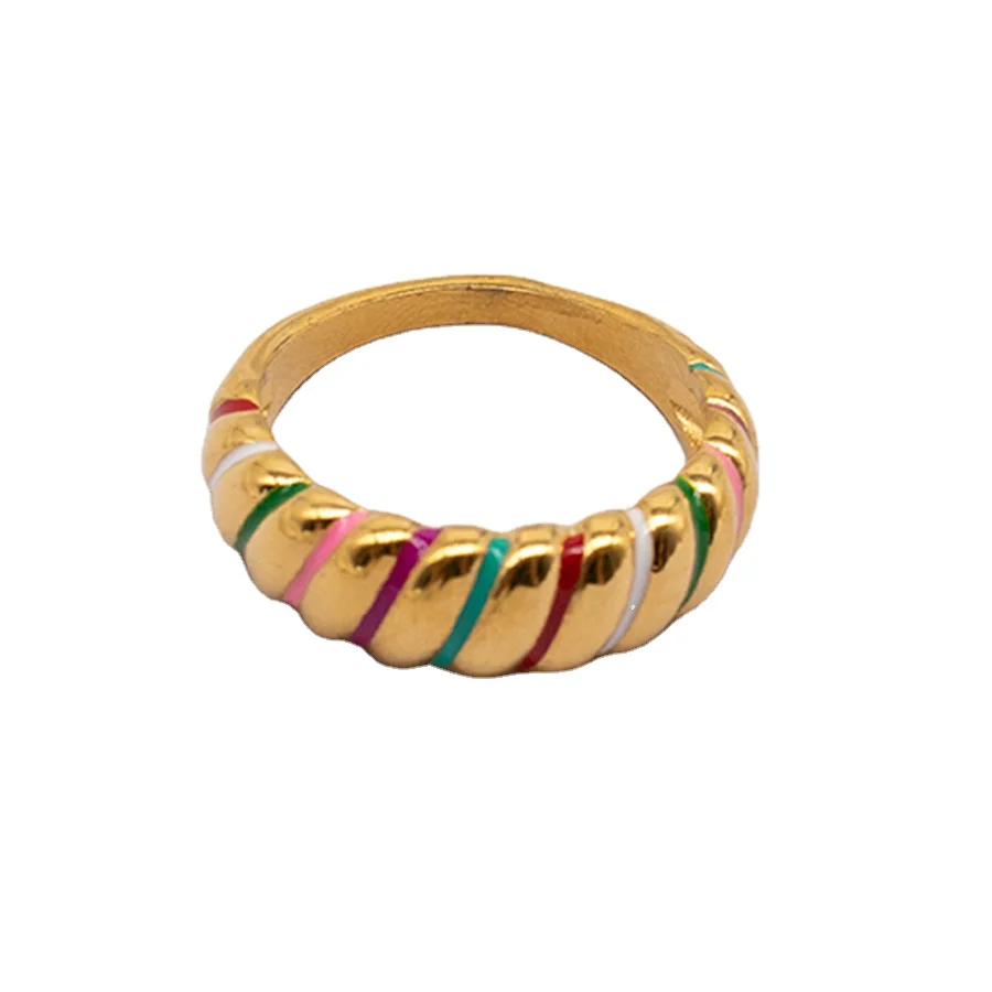 2021 fashionable stainless steel 18k gold-plated croissant ring women's colorful ring
2021 fashionable stainless steel 18k gold-plated croissant ring women's colorful ring