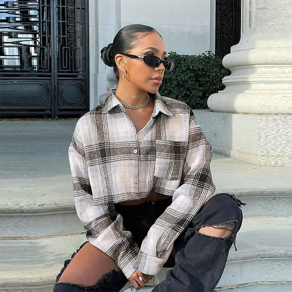 Boutique Fall Hollow Woman Navel Loose Plaid Shirt Collar Long Sleeve Women Elegant Blouses
Boutique Fall Hollow Woman Navel Loose Plaid Shirt Collar Long Sleeve Women Elegant Blouses