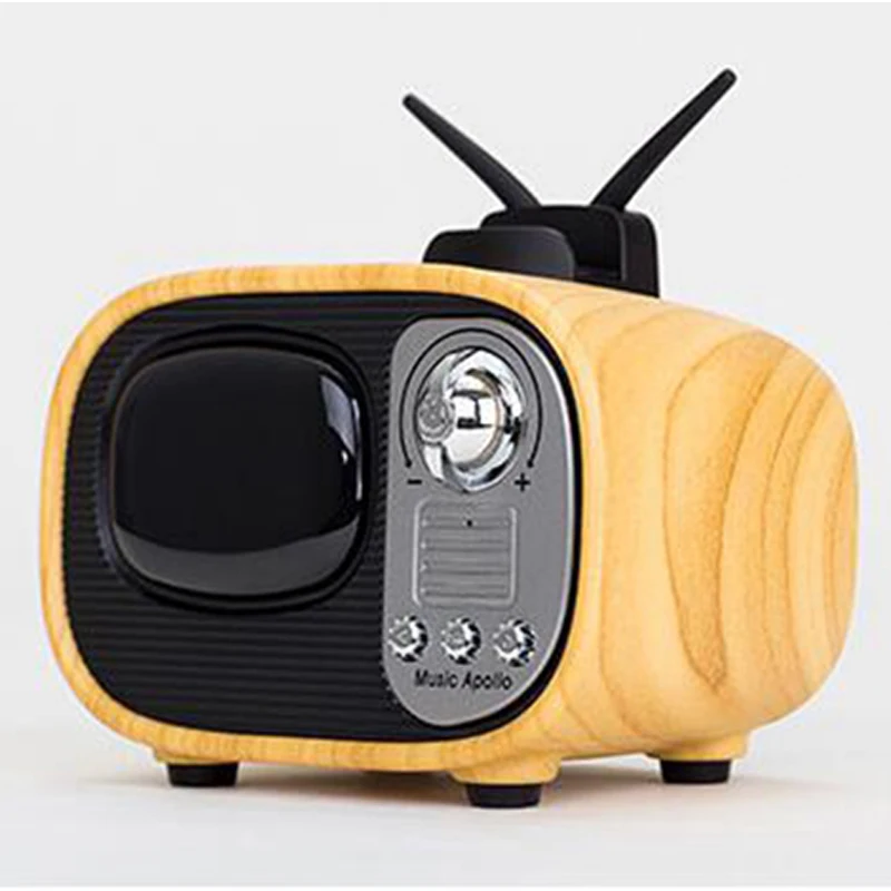 Creative retro TV shaped mini portable QI charging wireless speaker home - ANKUX.COM