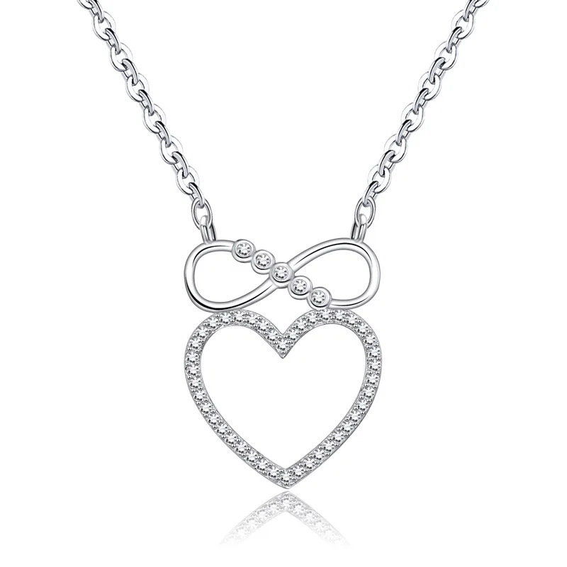 New Arrival 925 Sterling Silver Crystal Rhinestone Heart Infinity Necklace For Mother's Day Gift
New Arrival 925 Sterling Silver Crystal Rhinestone Heart Infinity Necklace For Mother's Day Gift