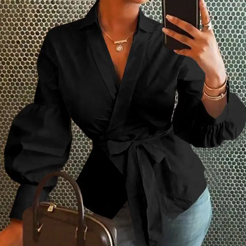 Trending Women's Tops Long Sleeve V-neck Lantern Sleeve Button Solid Color Shirt new products 2021
Trending Women's Tops Long Sleeve V-neck Lantern Sleeve Button Solid Color Shirt new products 2021
