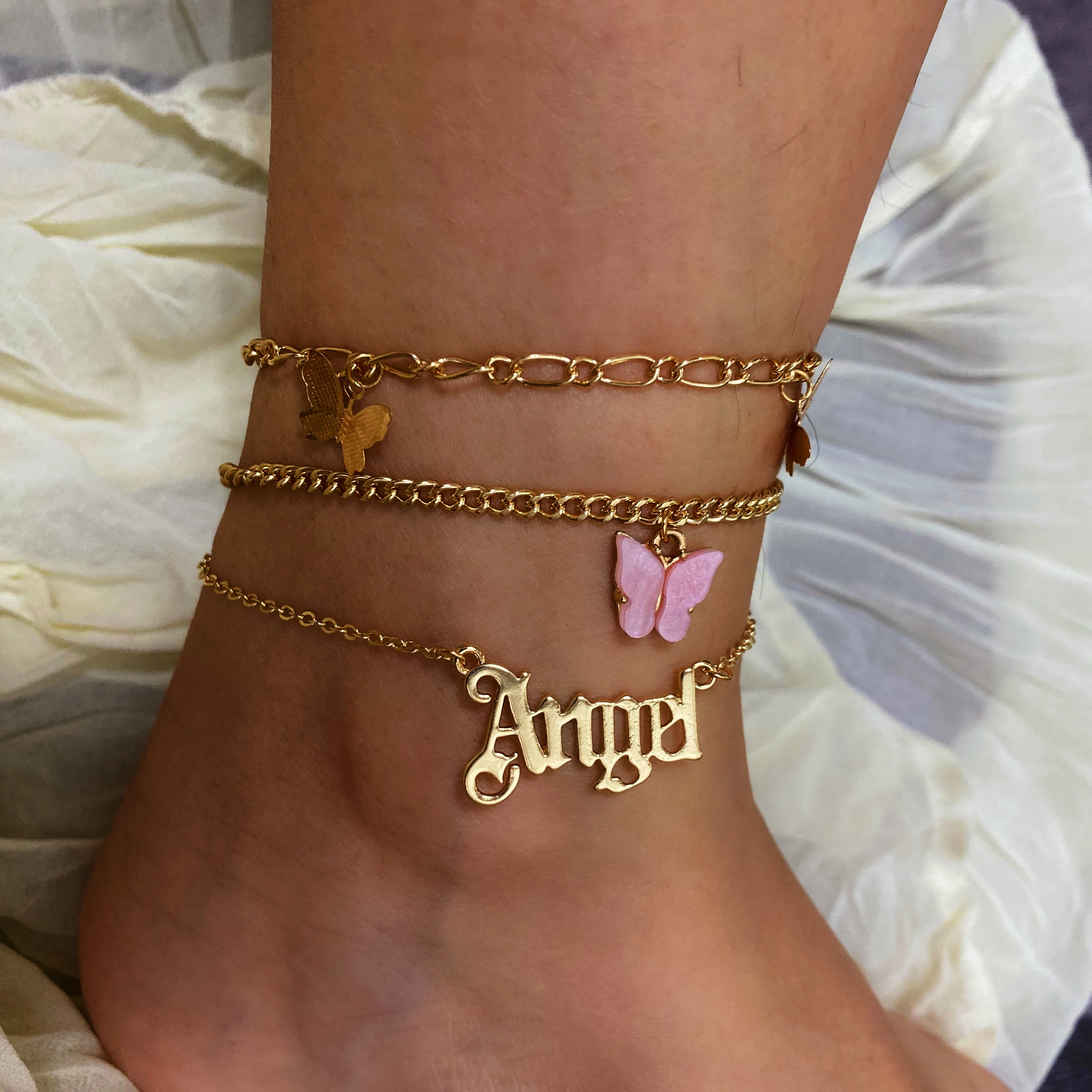 Fashion statement multi layer acrylic charm angel dainty butterfly anklet bracelet, Picture
Fashion statement multi layer acrylic charm angel dainty butterfly anklet bracelet, Picture