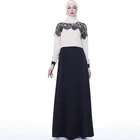 high quality polyester with lace round collar, fashion mixed abaya muslim dress