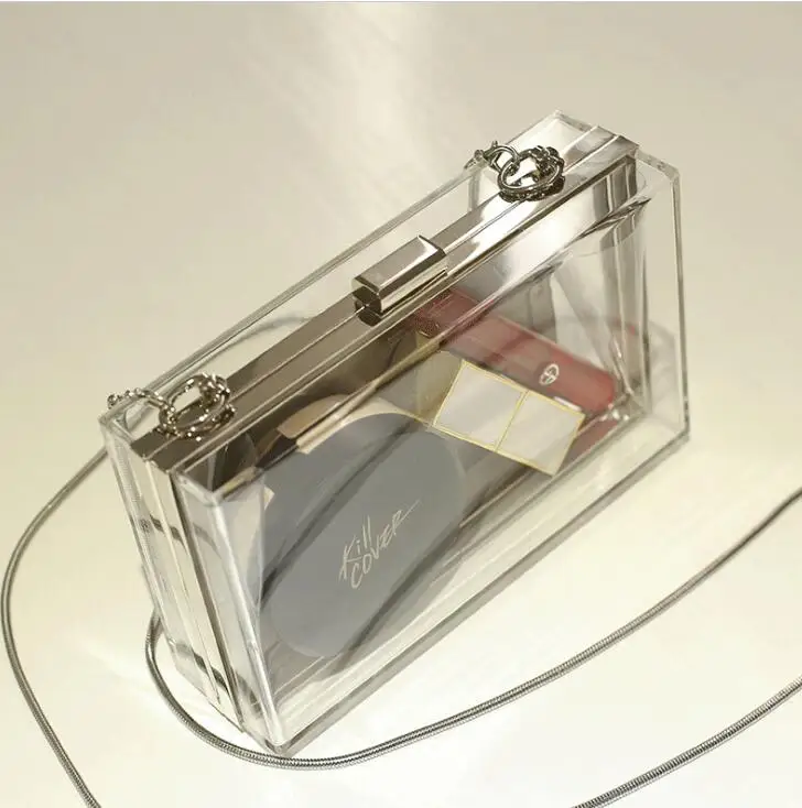 Women Clear Purse Acrylic Clear Clutch Bag, Shoulder Handbag With Removable Gold Chain Strap, As pictures
Women Clear Purse Acrylic Clear Clutch Bag, Shoulder Handbag With Removable Gold Chain Strap, As pictures