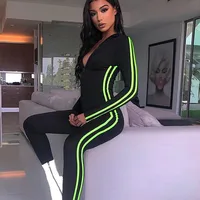 Women Ribbon Splice Contrast Color Slim Fit Standing Collar Zipper Jumpsuits Running Romper Fitness Jumpsuit Mujer
Women Ribbon Splice Contrast Color Slim Fit Standing Collar Zipper Jumpsuits Running Romper Fitness Jumpsuit Mujer