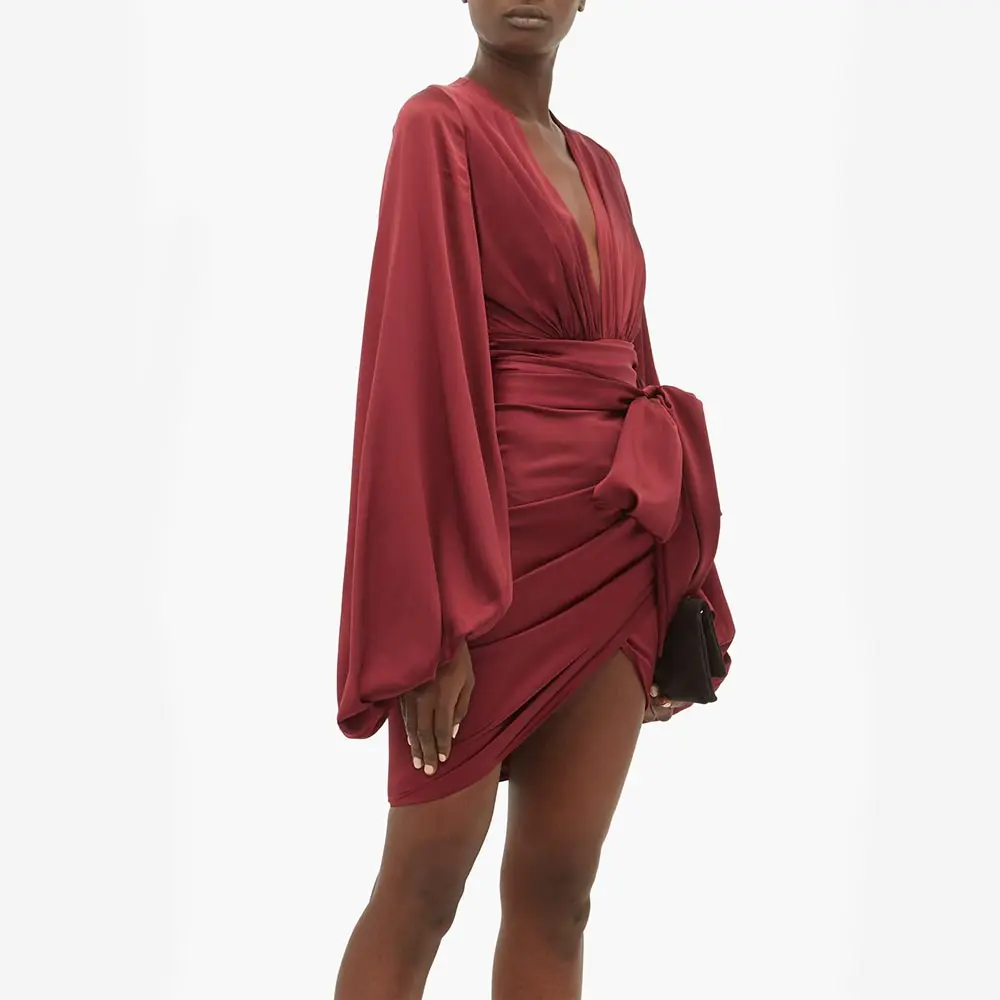 Femme elegant dresses clothing women fashionable luxury red ballon robe silk dresses, Shown
Femme elegant dresses clothing women fashionable luxury red ballon robe silk dresses, Shown
