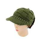 Woven Outdoor Ponytail Beanie Hat Knit Messy Bun Cap Warm Winter Visor Hat
