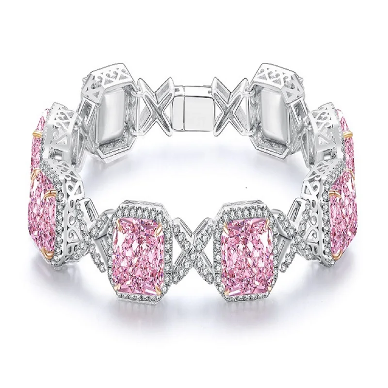 Anster 925 Sterling Silver New Design Bracelet Pink Diamond Charm Tennis Bracelets & Bangles, Pink, white
Anster 925 Sterling Silver New Design Bracelet Pink Diamond Charm Tennis Bracelets & Bangles, Pink, white