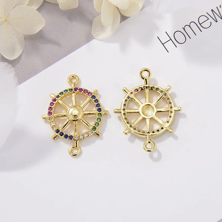 CZ8174 DIY Popular Jewelry Connectors Helm Rudder Charms For Bracelet Accessories Making
CZ8174 DIY Popular Jewelry Connectors Helm Rudder Charms For Bracelet Accessories Making