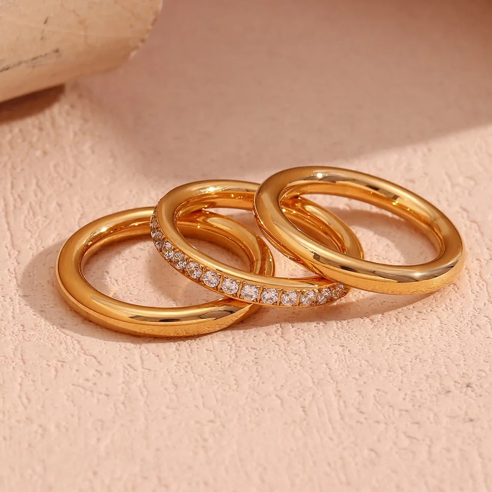 Gold Plated Jewelry Zircon Stacking Ring Set Waterproof Tarnish Free Jewelry Stainless Steel Signet Rings
Gold Plated Jewelry Zircon Stacking Ring Set Waterproof Tarnish Free Jewelry Stainless Steel Signet Rings