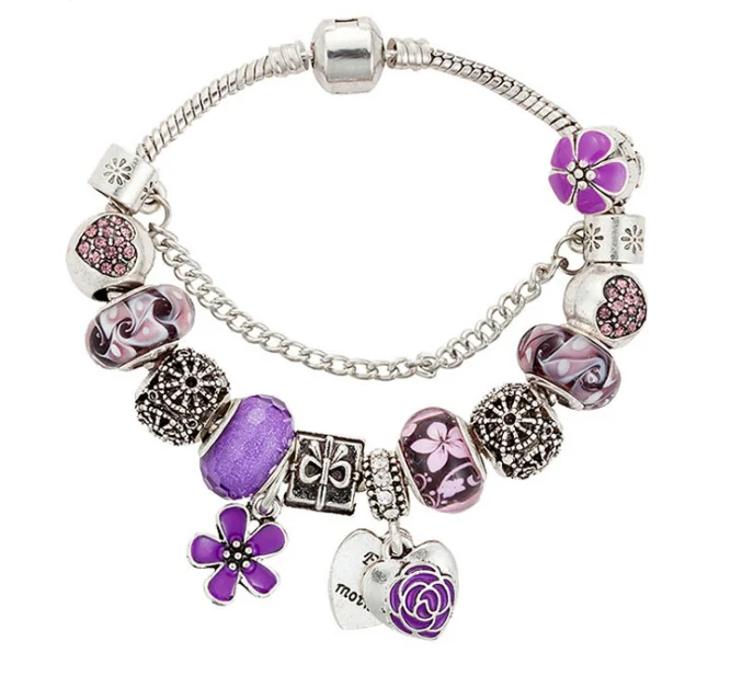 Explosive Mother'S Day Gift Purple Peach Heart Mother Pendant Bracelet Large Hole Glass Beaded Bracelet For Women
Explosive Mother'S Day Gift Purple Peach Heart Mother Pendant Bracelet Large Hole Glass Beaded Bracelet For Women