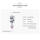 925 Sterling Silver Heart Pendant Flower Charm