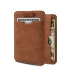Genuine oil wax personal genuine rfid leather credit card holder, travel slim mens card holder wallet