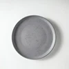 Restaurant Catering Flat Round Grey Speckled High End Plates With Rim