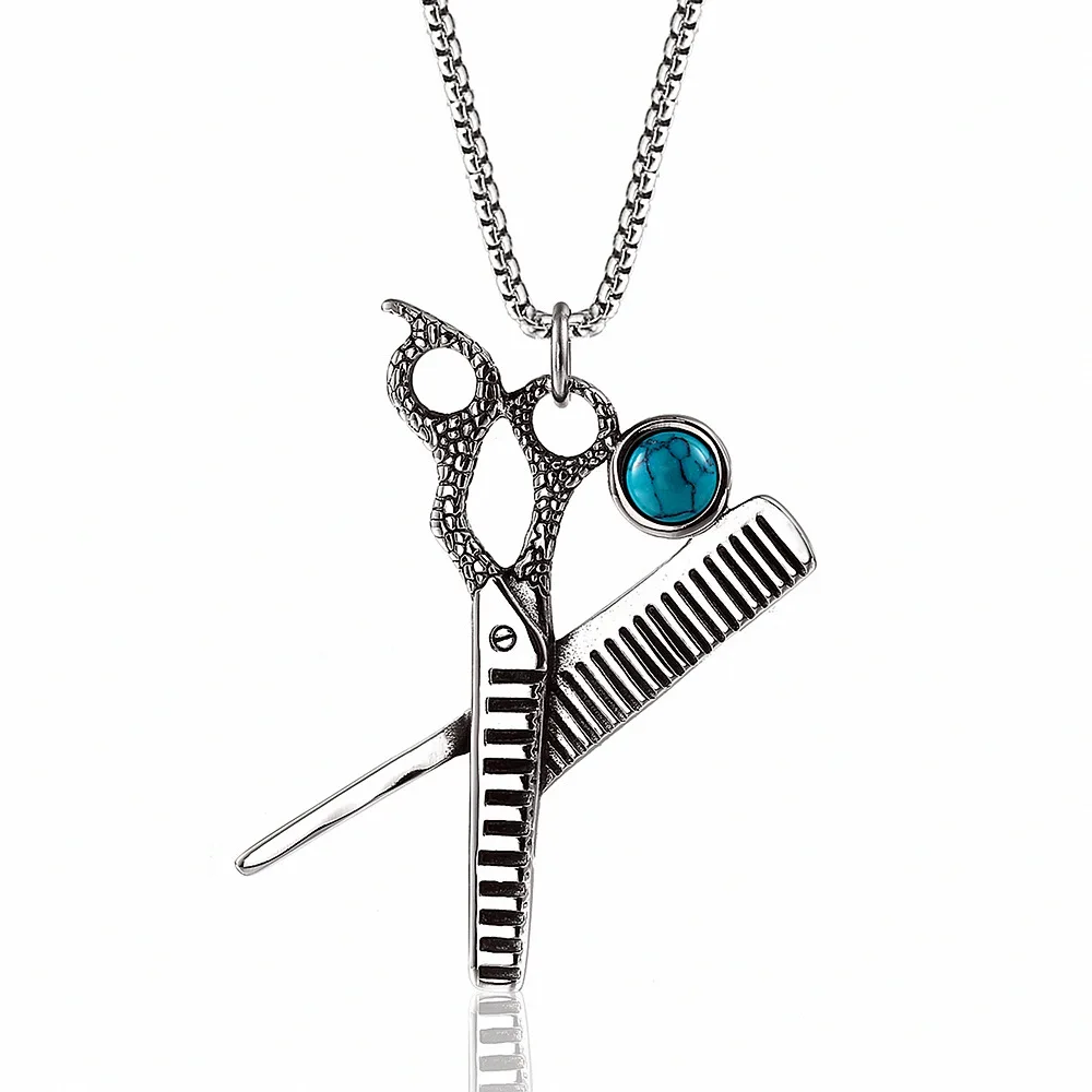 Comb Hair Salon Accessory 316L Titanium Stainless Steel Silver Tone Shaped Barber Shop Scissors Pendant Jewelry Necklace
Comb Hair Salon Accessory 316L Titanium Stainless Steel Silver Tone Shaped Barber Shop Scissors Pendant Jewelry Necklace