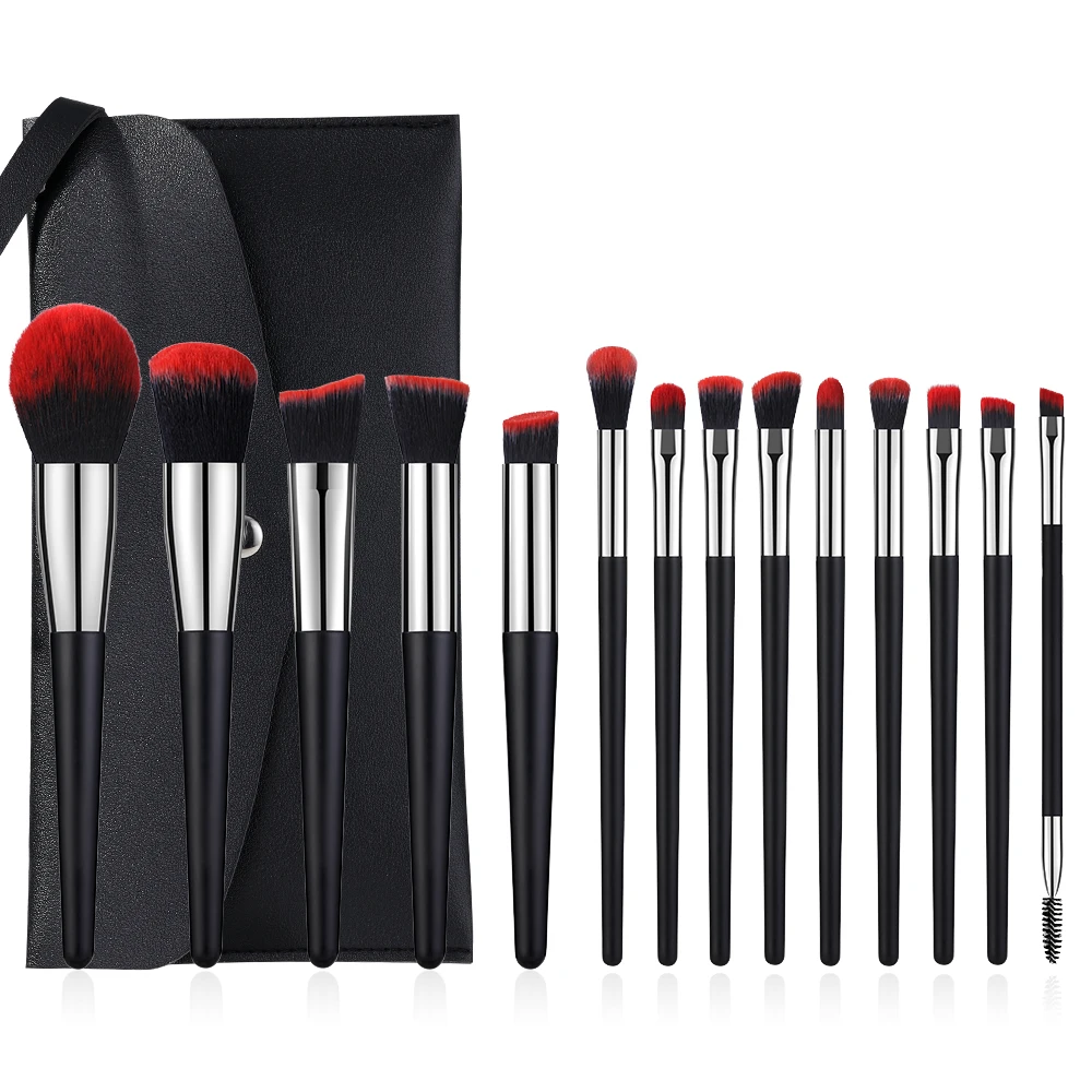 BANFI 14pcs black red hair wooden handle cosmetic brush with PU case bag Professional custom private label makeup brush sets
BANFI 14pcs black red hair wooden handle cosmetic brush with PU case bag Professional custom private label makeup brush sets