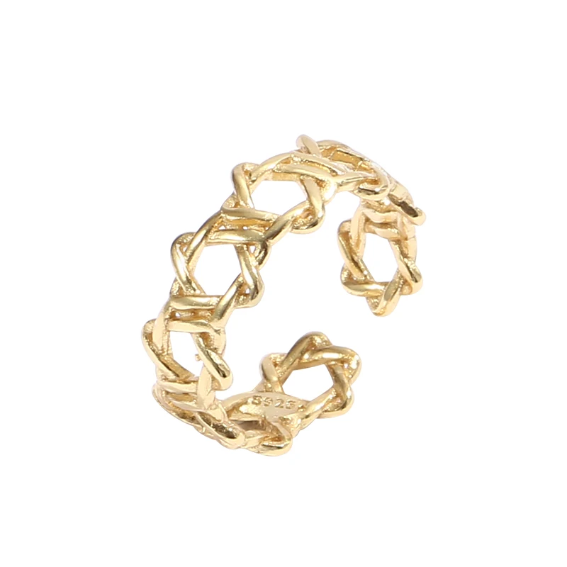 Adjustable real silver rings weaving Hexagon shape Gold Plated Rings Twisted for Women
Adjustable real silver rings weaving Hexagon shape Gold Plated Rings Twisted for Women