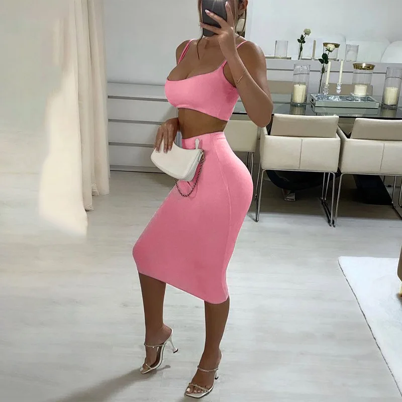 New summer outfit bodycon casual suit summer women's solid color slim wrap midi two piece skirt set womens
New summer outfit bodycon casual suit summer women's solid color slim wrap midi two piece skirt set womens