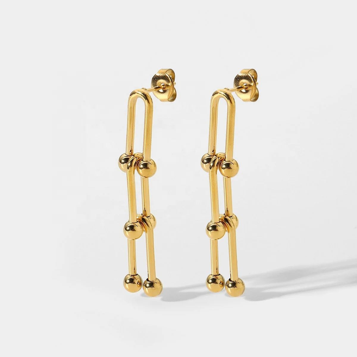 New Trendy Thick Wide U Chain Jewelry 18k Gold Stainless Steel Chunky U Shape Chain Drop Earrings
New Trendy Thick Wide U Chain Jewelry 18k Gold Stainless Steel Chunky U Shape Chain Drop Earrings
