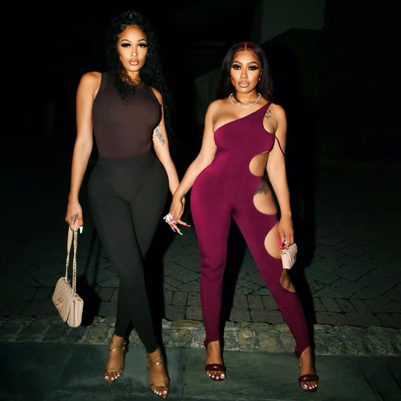 Summer Streetwear Bodycon Jumpsuit Women One Shoulder Sleeveless Jumpsuits One Piece Outfits Hollow Out Casual Jumpsuits
Summer Streetwear Bodycon Jumpsuit Women One Shoulder Sleeveless Jumpsuits One Piece Outfits Hollow Out Casual Jumpsuits