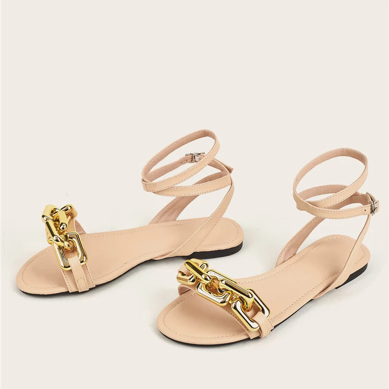 New Summer Women Roman Sandals Casual Flat Shoes laces Decoration Metal PU Leather Open Toe and Buckled Ankle Strap Flat sandals
New Summer Women Roman Sandals Casual Flat Shoes laces Decoration Metal PU Leather Open Toe and Buckled Ankle Strap Flat sandals