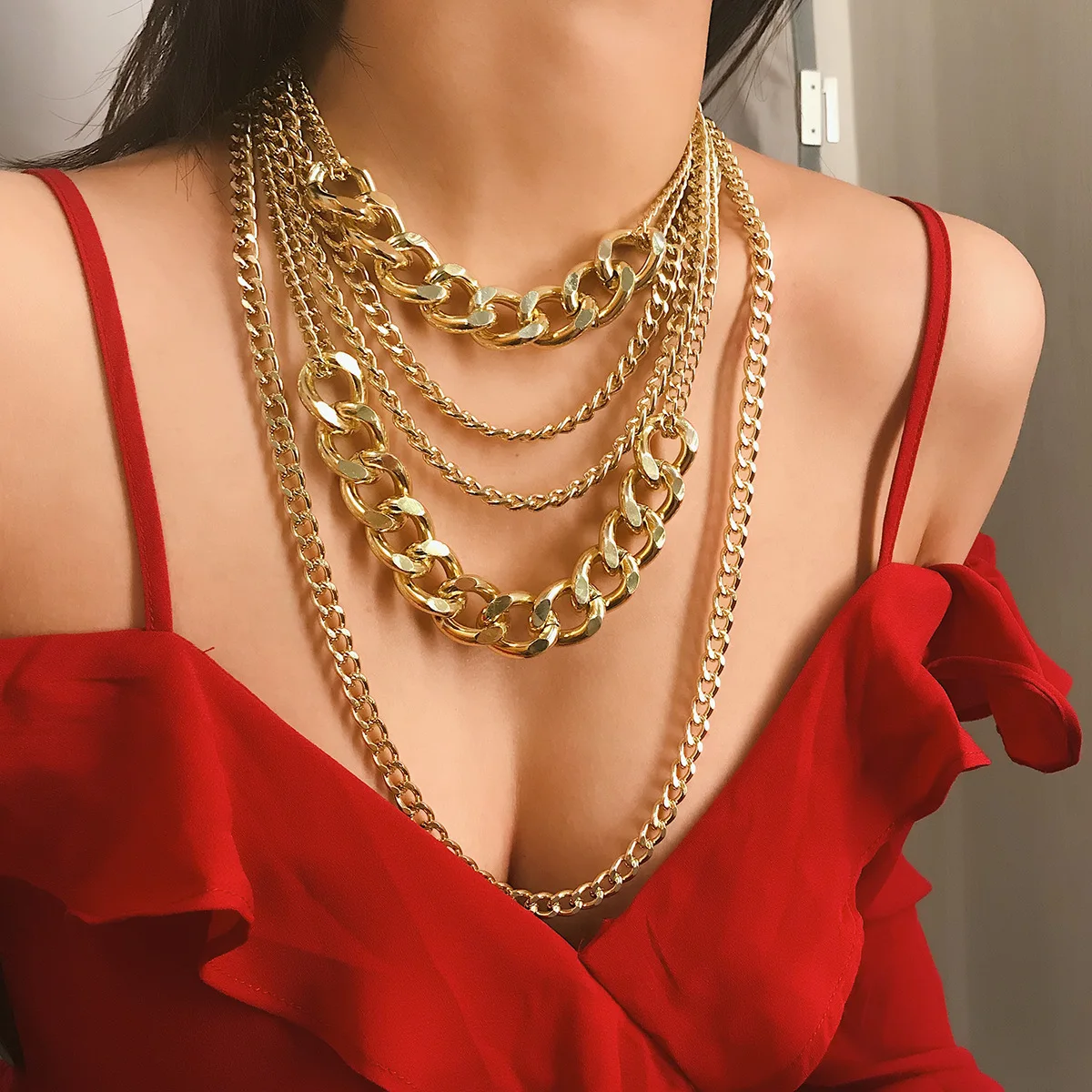 Punk Hip Hop Charm Sexy Women Fashion Jewelry Cuban Link Neck Chain Chokers Handmade Multi Tassel Necklace, Gold,silver
Punk Hip Hop Charm Sexy Women Fashion Jewelry Cuban Link Neck Chain Chokers Handmade Multi Tassel Necklace, Gold,silver