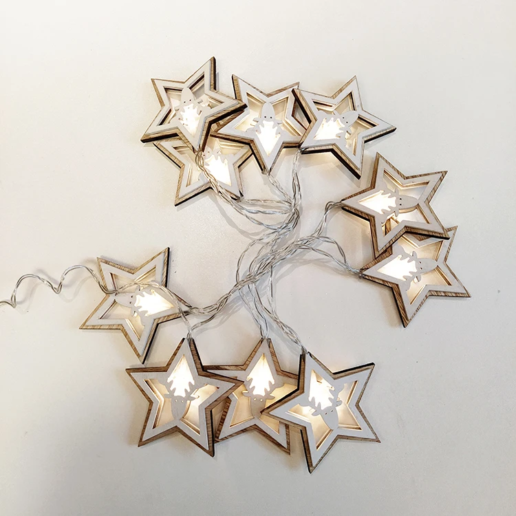 Super quality holiday outdoor wooden star shape string light for home decoration, Natural + white
Super quality holiday outdoor wooden star shape string light for home decoration, Natural + white