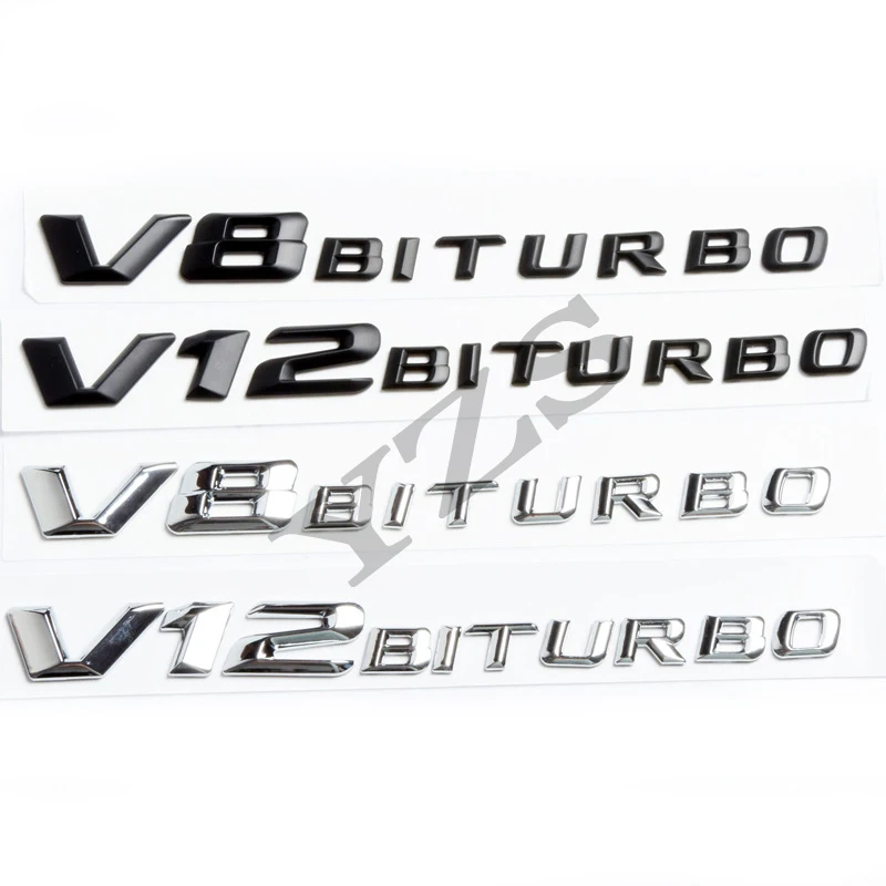 V8 V12 Biturbo Side Fender Sticker Badge Letters Fender Emblems Fit For