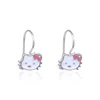 Factory Wholesale Girls Pink White Enamel Cool Kitty Cat 925 Sterling Silver Hoop Stud Earring