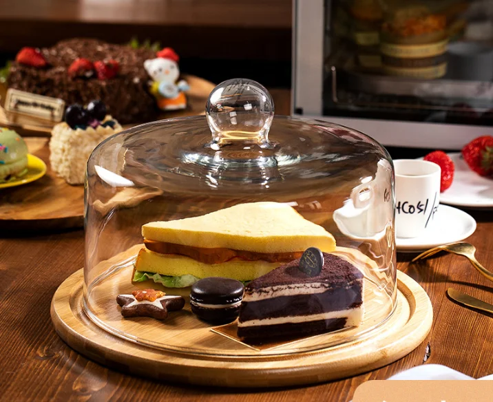 Drop shipping Lead Free Transparent Cake Glass Cover Food Preservation Cover Cake Pan Display Glass Cover With Bamboo Wood Tray
Drop shipping Lead Free Transparent Cake Glass Cover Food Preservation Cover Cake Pan Display Glass Cover With Bamboo Wood Tray