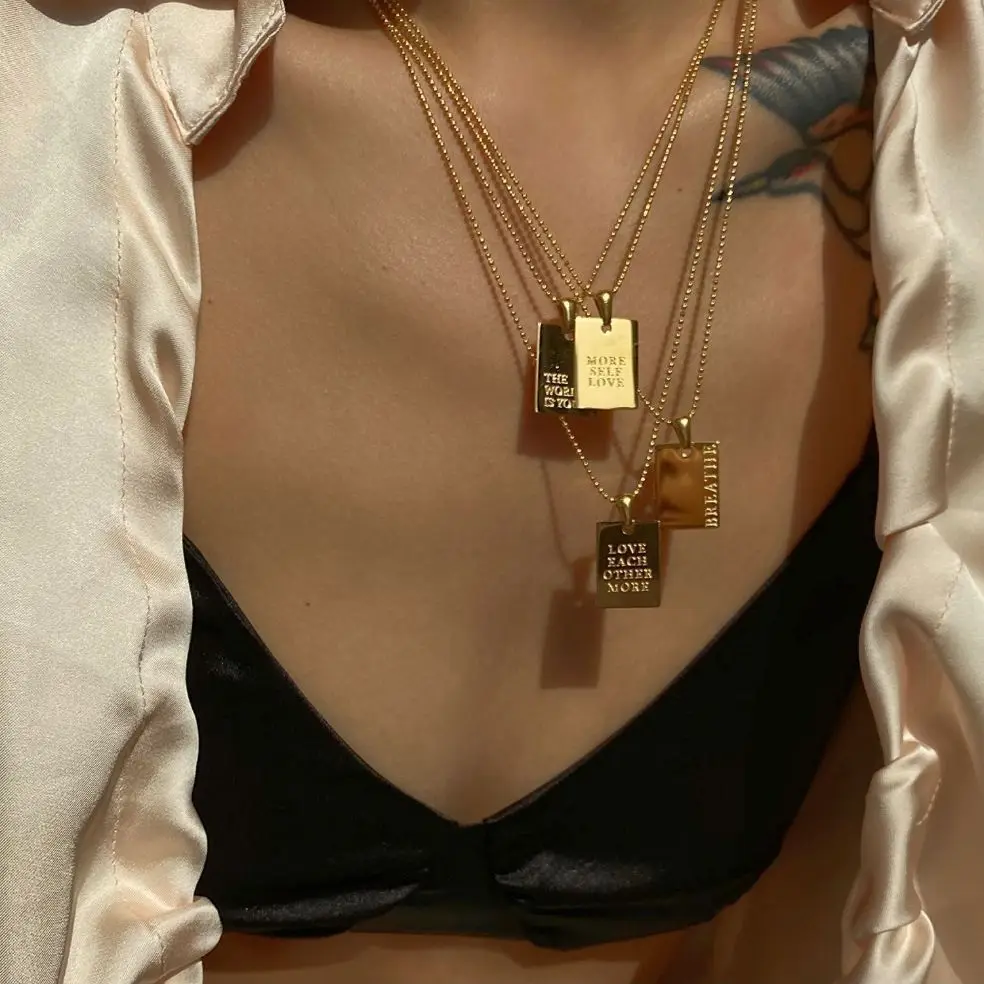 Women's Fashion Trend Stainless Steel Letter Necklace 18k Gold Plated Necklace Chains For Jewelry Making
Women's Fashion Trend Stainless Steel Letter Necklace 18k Gold Plated Necklace Chains For Jewelry Making