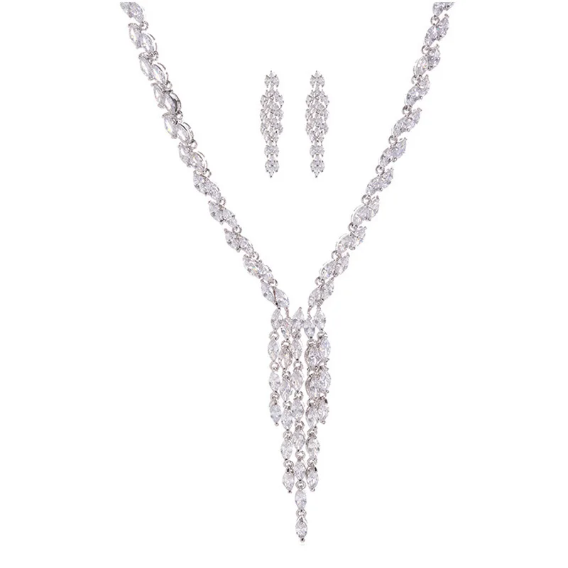 Luxury Tassel Zircon Jewelry Set Tree Leaf Pendant Necklace Stud Earring Ear Clip Women Fashion Bridal Wedding Jewelry Set
Luxury Tassel Zircon Jewelry Set Tree Leaf Pendant Necklace Stud Earring Ear Clip Women Fashion Bridal Wedding Jewelry Set