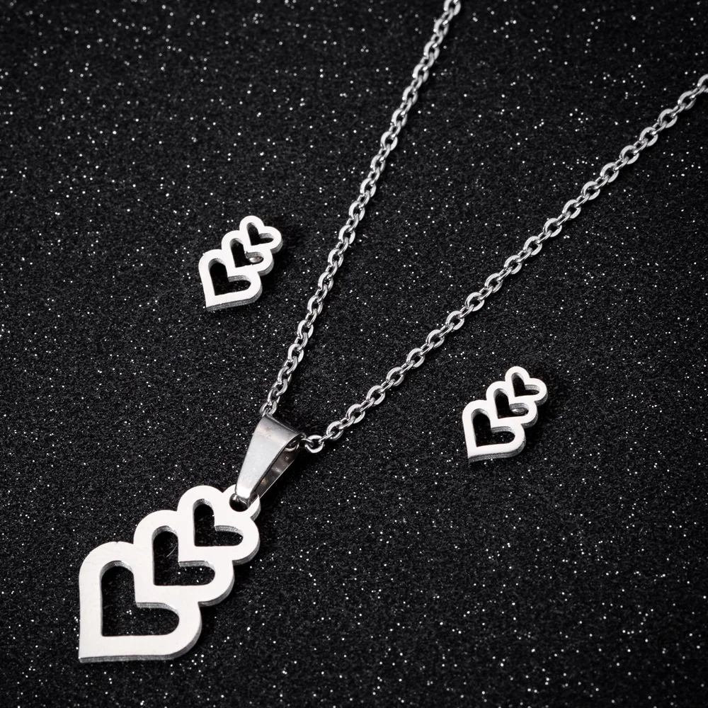 Europe And America Style Heart Shape Pendant Necklace Earring Jewelry Sets Stainless Steel Fashion Jewelry
Europe And America Style Heart Shape Pendant Necklace Earring Jewelry Sets Stainless Steel Fashion Jewelry