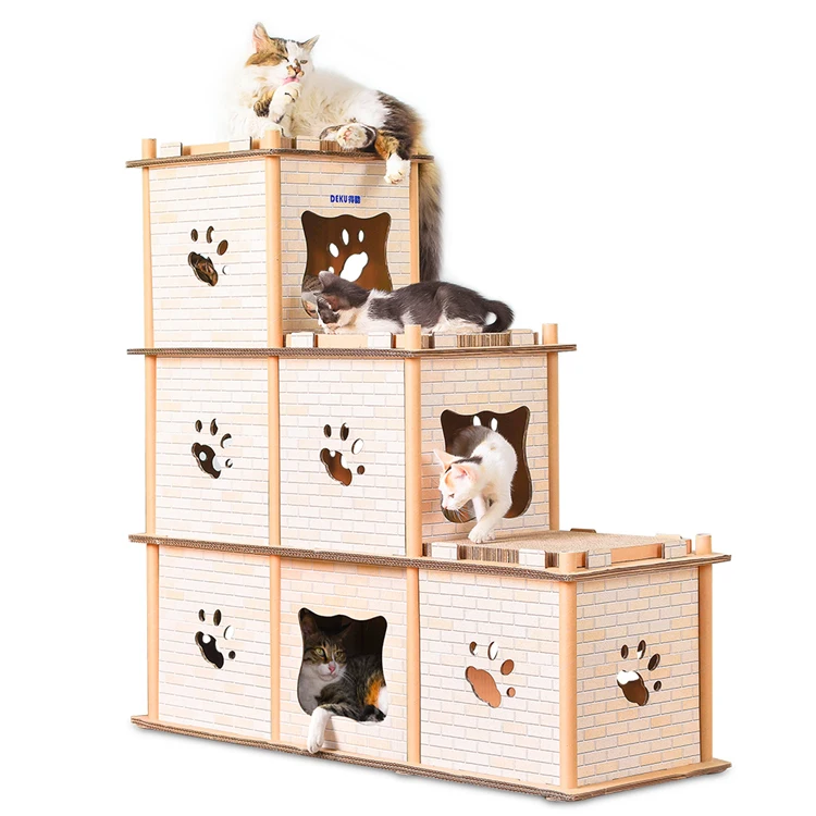 DEKU Cat Scratching Furniture Three Layers Luxury Foldable Cat House with Catnip Cat Scratcher Boards
DEKU Cat Scratching Furniture Three Layers Luxury Foldable Cat House with Catnip Cat Scratcher Boards