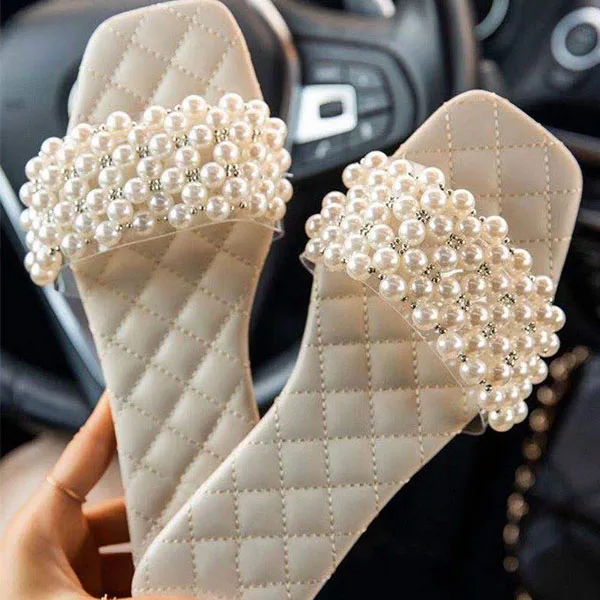 Trendy Fashion Square Open Toe Women's Sandals Plus Size Flat Slippers Sandalias Pearl Slides, Customized color
Trendy Fashion Square Open Toe Women's Sandals Plus Size Flat Slippers Sandalias Pearl Slides, Customized color