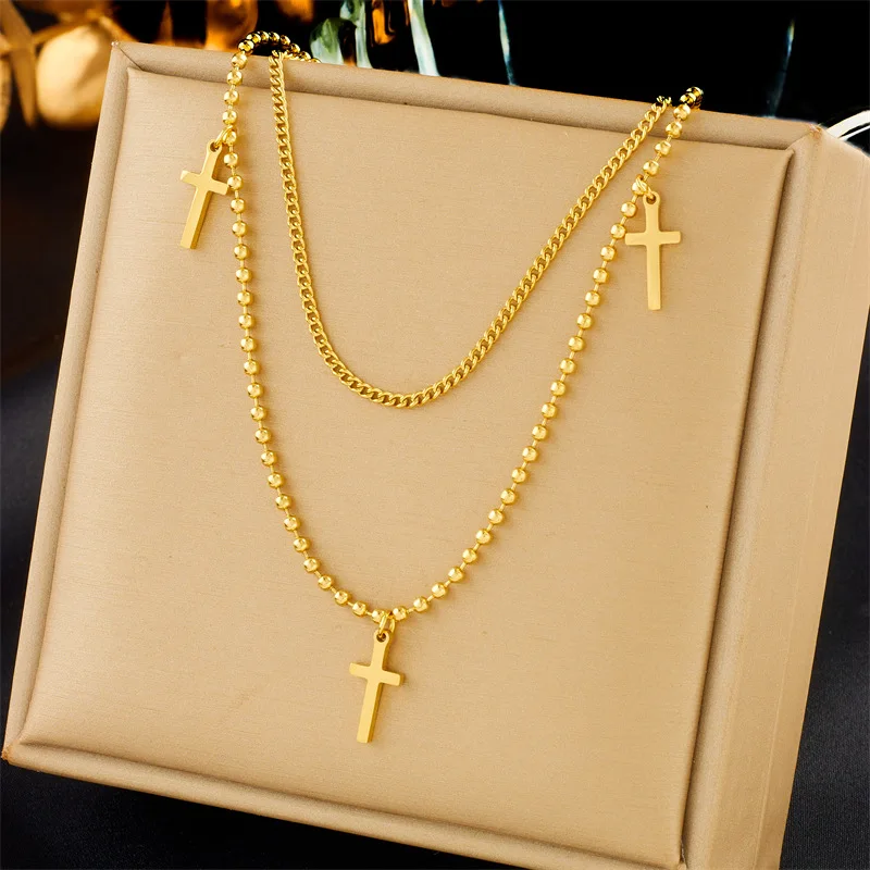 2023 New Double Layer Tarnish Free 18k Pvd Gold Plated Stainless Steel Cross Pendant Pendant Necklace For Women
2023 New Double Layer Tarnish Free 18k Pvd Gold Plated Stainless Steel Cross Pendant Pendant Necklace For Women
