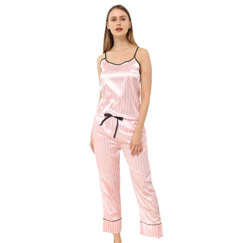 2021 thin suspender trousers suit simulation silk can wear vermicelli pajamas, Pink
2021 thin suspender trousers suit simulation silk can wear vermicelli pajamas, Pink