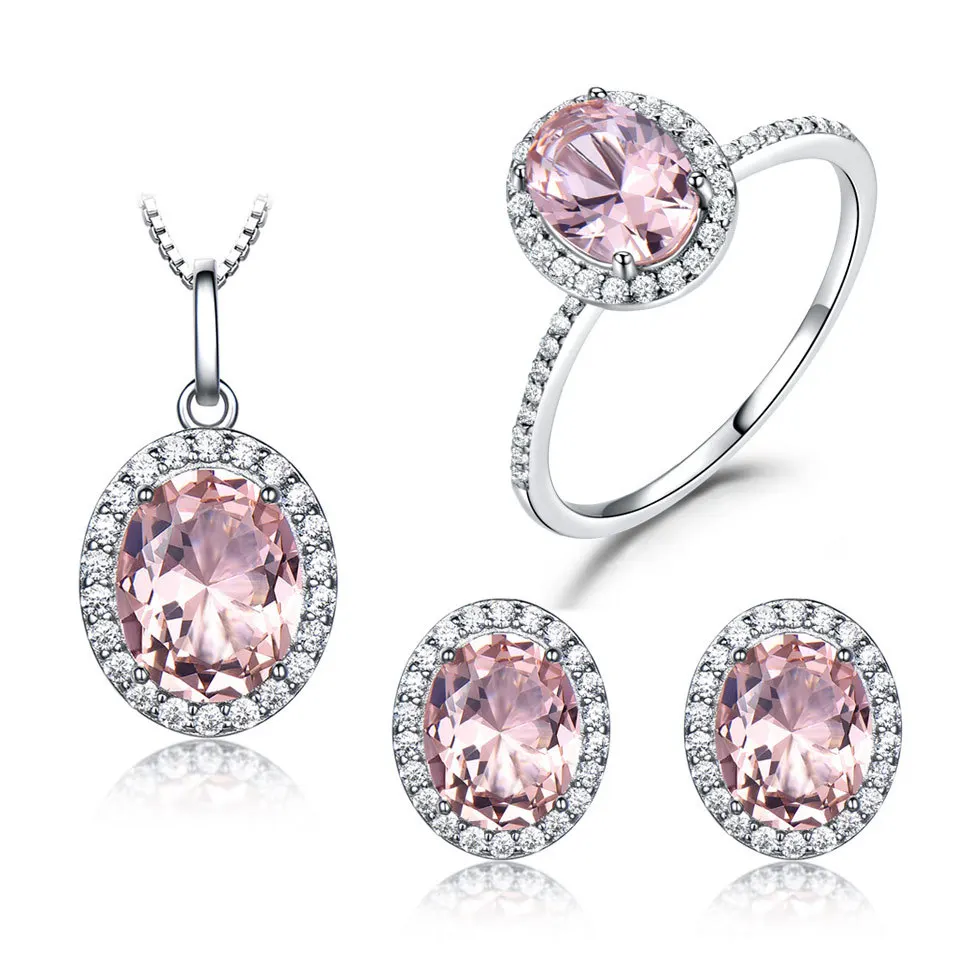 S925 sterling silver oval pink morganite earrings ring pendant three-piece earrings studs round cubic zirconia bezel setting
S925 sterling silver oval pink morganite earrings ring pendant three-piece earrings studs round cubic zirconia bezel setting