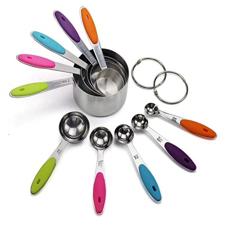 Hot-selling Kitchen Tools 10pcs Stainless Steel With Silicone Handle Measuring Spoon Cup Set, Assorted color
Hot-selling Kitchen Tools 10pcs Stainless Steel With Silicone Handle Measuring Spoon Cup Set, Assorted color