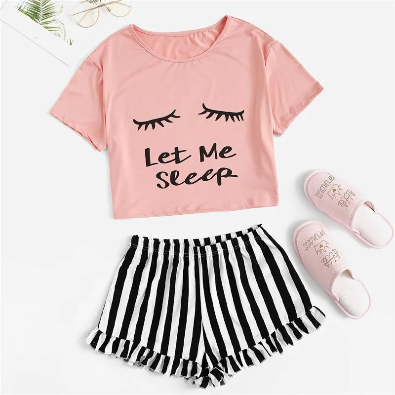 Summer 2021 women clothing plus size Girls Letter Print Tee Striped Short Pants Short Sleeves women Pajama Set pajamas, Picture shows
Summer 2021 women clothing plus size Girls Letter Print Tee Striped Short Pants Short Sleeves women Pajama Set pajamas, Picture shows