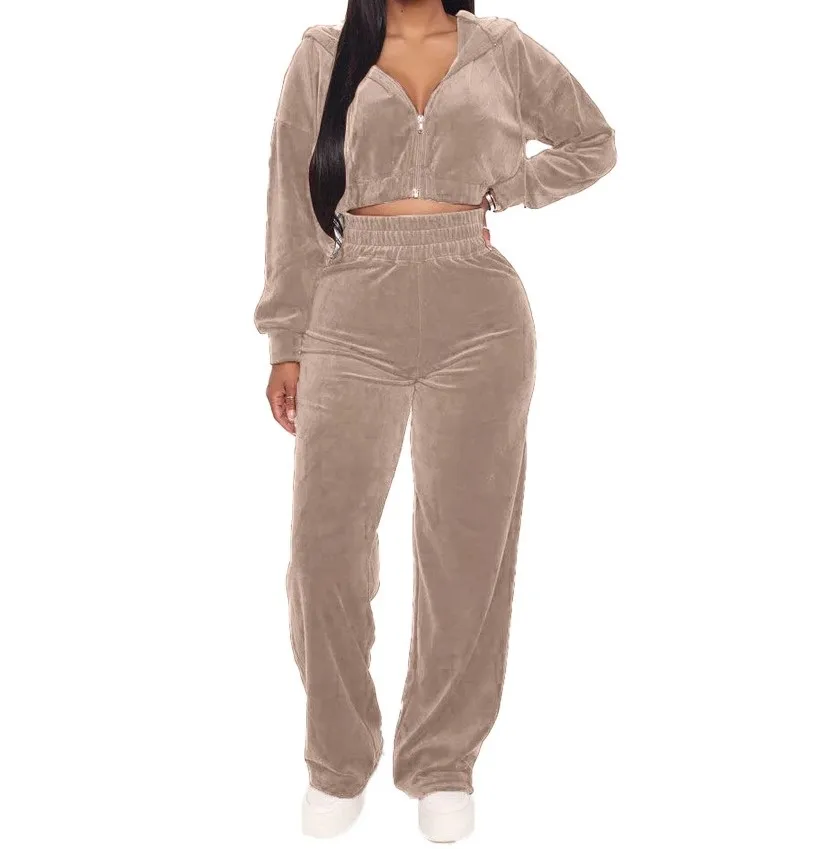 Custom Velvet Tracksuit 2 Two Piece Set Women Zipper Hoodie Sweatshirt Wide Leg Pant Sweat Suits Jogging, Custom color
Custom Velvet Tracksuit 2 Two Piece Set Women Zipper Hoodie Sweatshirt Wide Leg Pant Sweat Suits Jogging, Custom color
