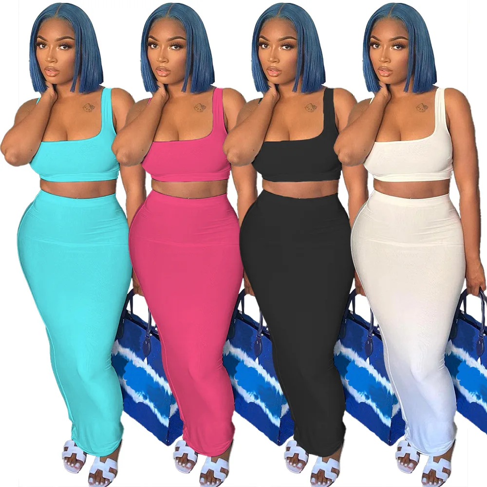 DUODUOCOLOR Summer 2021 fashion sleeveless short vest tops solid color dress two piece set women clothing D10519
DUODUOCOLOR Summer 2021 fashion sleeveless short vest tops solid color dress two piece set women clothing D10519