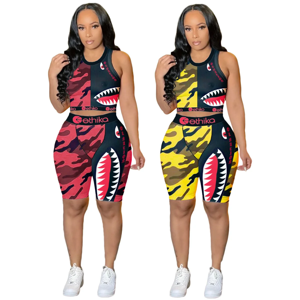 fashion sexy women summer clothing 2021 short outfit sport printing Camouflage two piece set
fashion sexy women summer clothing 2021 short outfit sport printing Camouflage two piece set