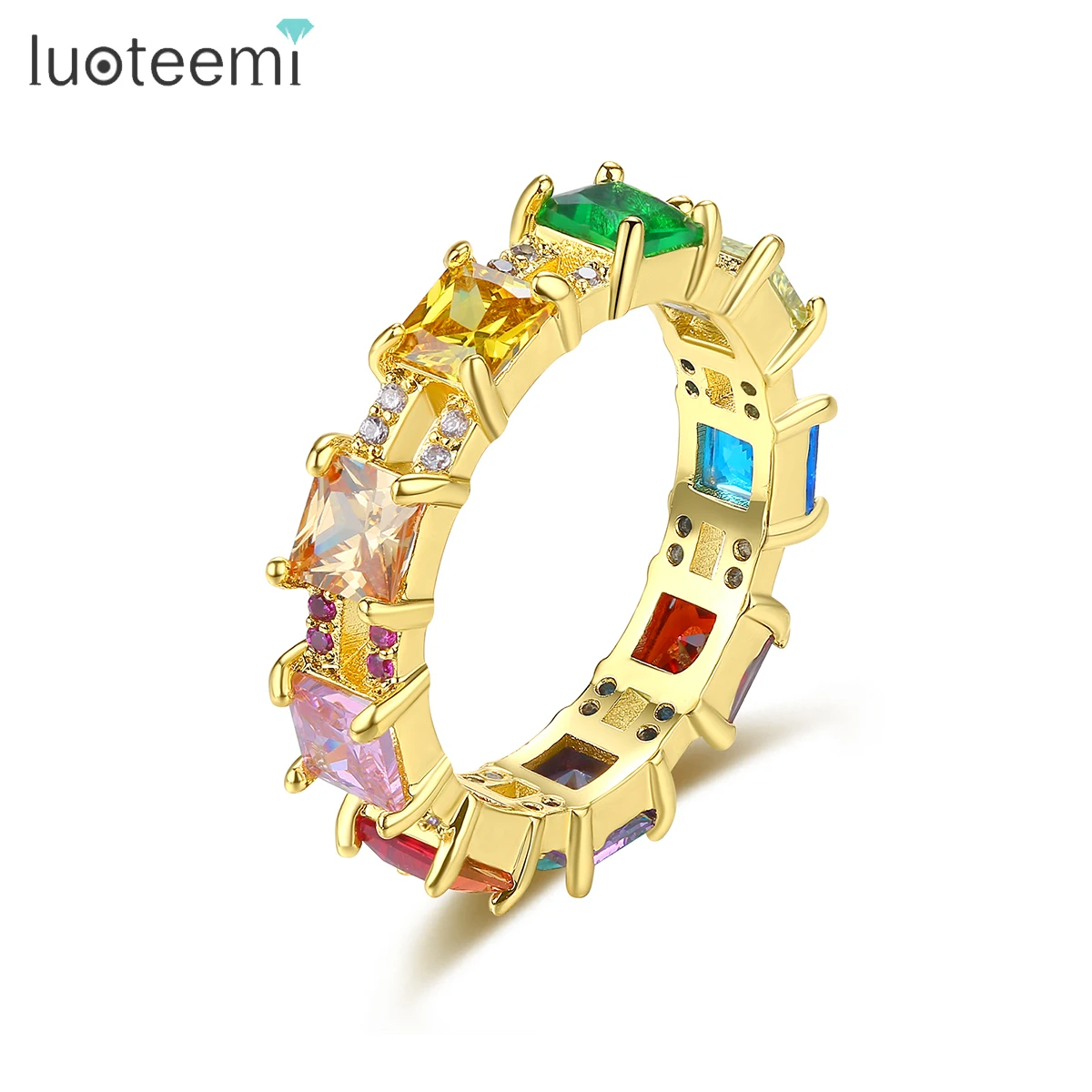 LUOTEEMI Big Cubic Zirconia Rainbow Color Gold Plated 18K Ring for Women Factory Rings Wholesale
LUOTEEMI Big Cubic Zirconia Rainbow Color Gold Plated 18K Ring for Women Factory Rings Wholesale