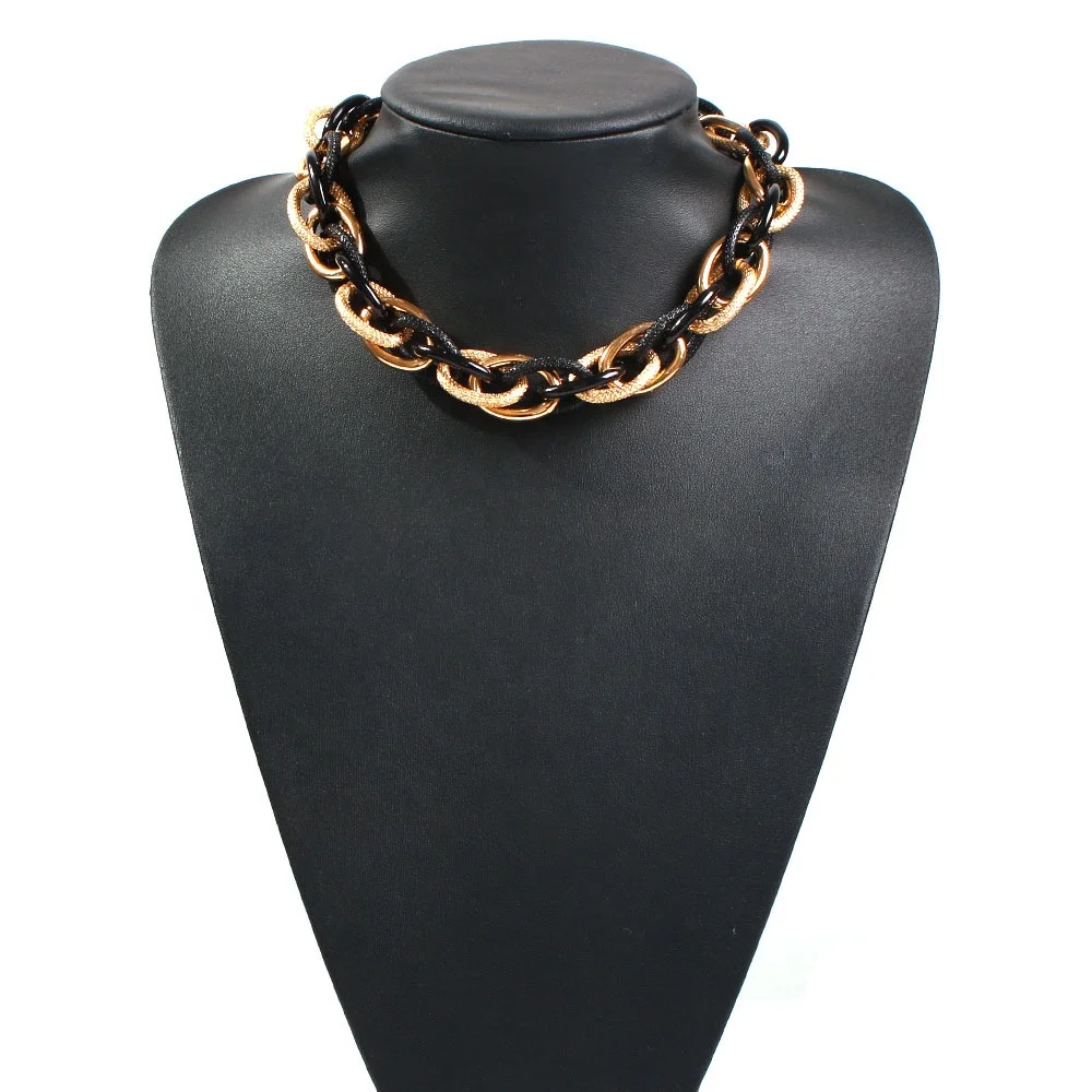 Ziming Punk Hip Pop Gold Black Mixed Color Frosted Textured Nightclub Chunky Choker Necklace Braided Metal Chain Short Necklace
Ziming Punk Hip Pop Gold Black Mixed Color Frosted Textured Nightclub Chunky Choker Necklace Braided Metal Chain Short Necklace